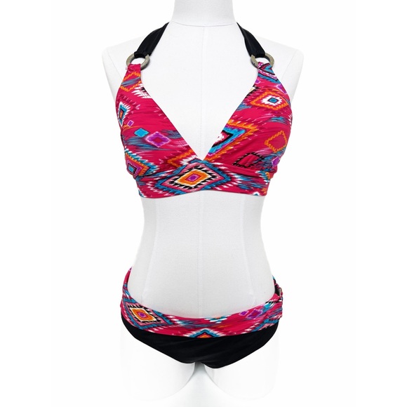 Skye Halter Style Bikini Top with geo print - Picture 5 of 6